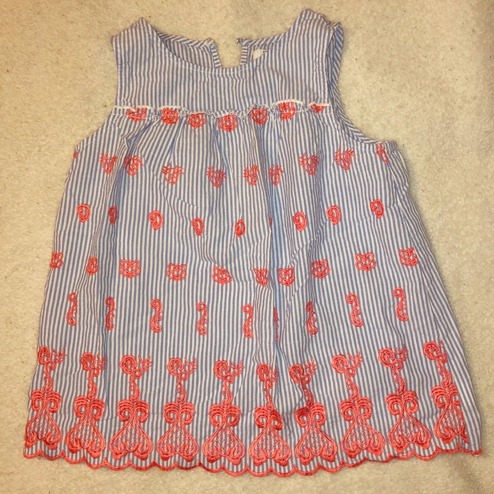 Crown & Ivy Girls Embroidered Seersucker Top